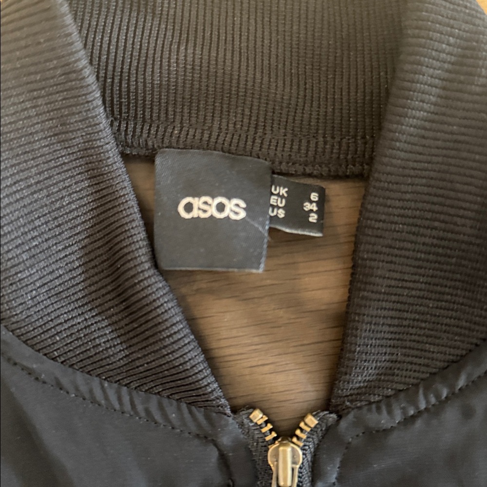 ASOS Black Ribbed sheer Collar Jacket - Picture 3 of 4